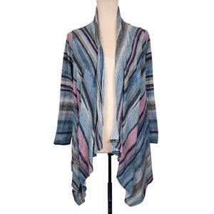 Emerald Retro Stripe Large Asymmetrical Cardigan